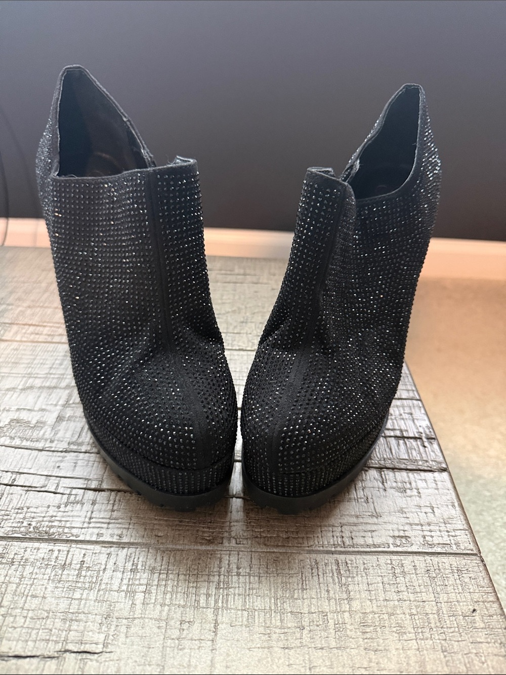 Jessica Simpson Black Rhinestone Platform Ankle Booties